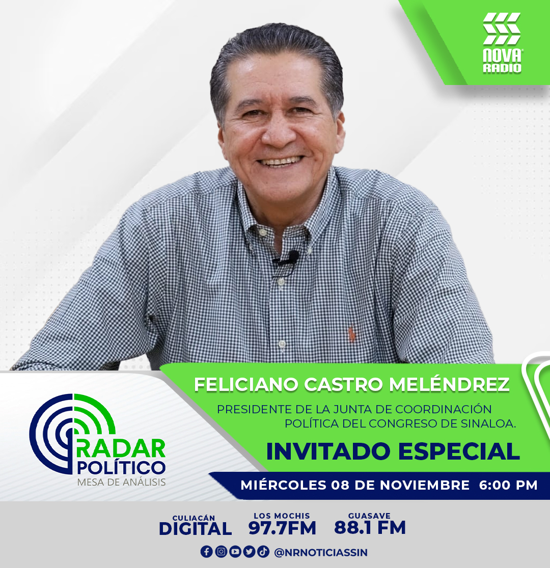 NrRadarPolitico's tweet photo. Este Miércoles 08 de Noviembre no te puedes perder nuestra MESA DE ANÁLISIS RADAR POLÍTICO, donde tendremos como invitado especial a: @feliccastro  Presidente de la junta de coordinación Política del Congreso de Sinaloa.

Acompáñanos en punto de las 6:00 PM.
 
#RadarPolítico https://t.co/eB5y0Ih14G