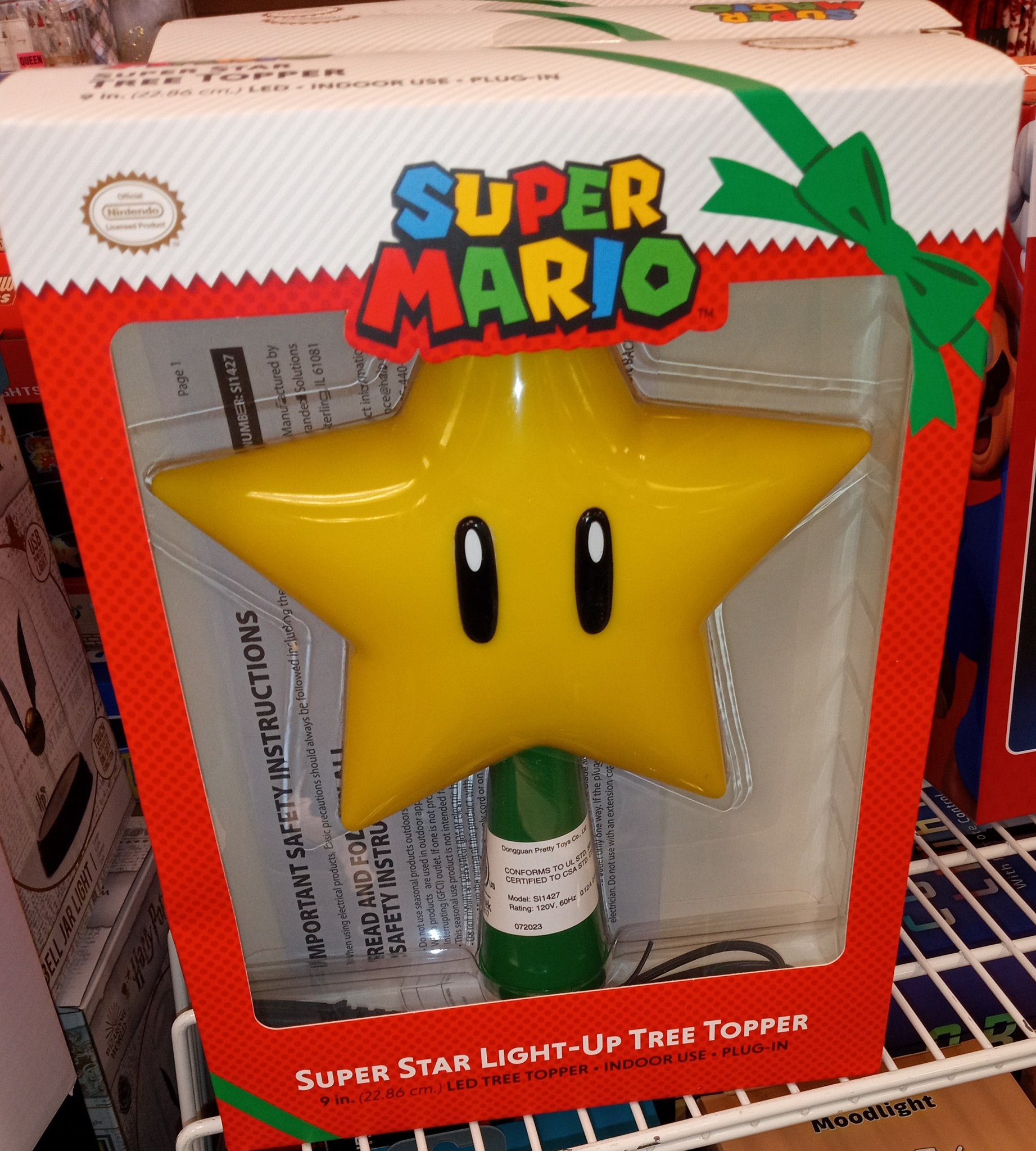  Tree Topper Mario Super Star Gen 2 Plug in Light Up