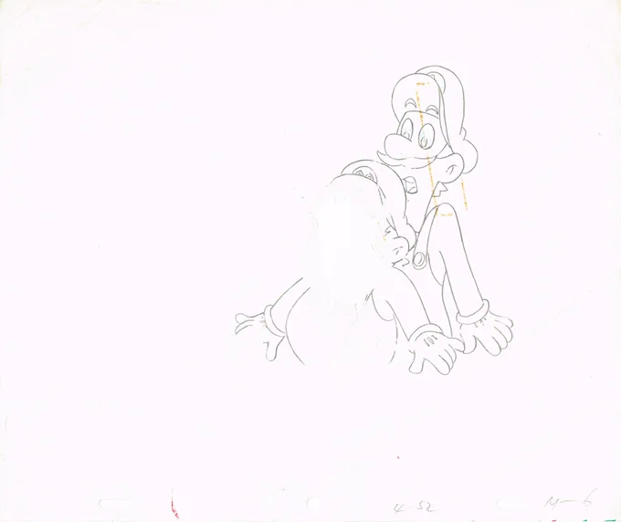 The Super Mario Bros. Super Show Animation Sketch of Mario... and Luigi from episode 4 Mario's Magic Carpet. Sadly Mario has a huge rip in his face. 