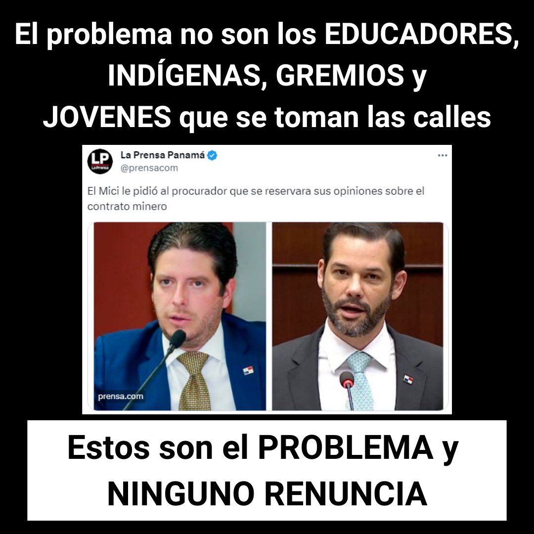 Las dos muertes de Chame, la de Horconcitos no son culpa de los Ngäbe-Buglé, SUNTRACS, maestros y otros gremios que están  en las calles.

Las muertes y destrucción de nuestra economía tienen nombres y apellidos de funcionarios INCOPETENTES que NO RENUNCIAN A SUS CARGOS.