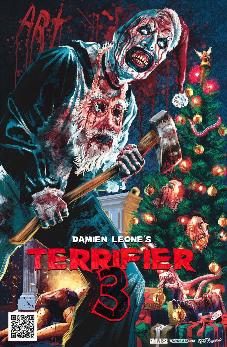 zombietecho's tweet photo. ダミアン・レオーネ監督による極悪スプラッター第3弾『テリファー3』のポスター、きれいな画像。舞台はハロウィンからクリスマスへ。2024年10月25日に米公開予定。 https://t.co/CigfMcw32D