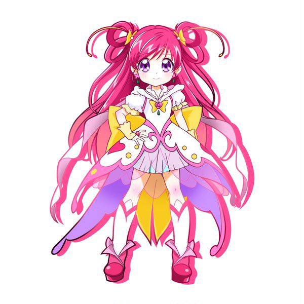yumehara nozomi 1girl hair rings solo long hair magical girl pink hair smile  illustration images