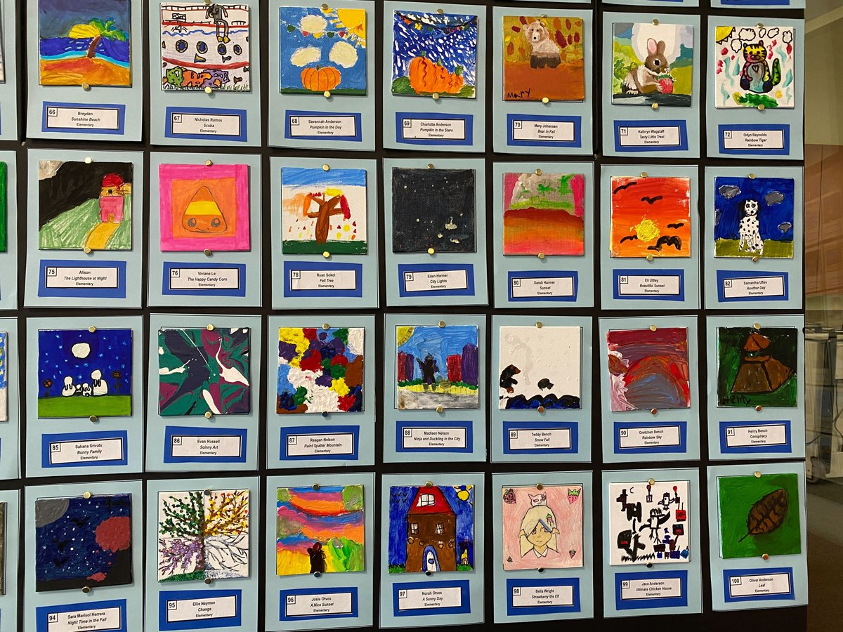 _CountyLibrary's tweet photo. ����📯🖍We unveiled the 2nd Annual Tiny Art Show at #TheCountyLibrary in Draper! 🎨📯🖍
The #TinyArtShow received 241 entries, we are grateful for every participant 🥰
The art is displayed in the main entrance of the Draper Library. Come visit and cast your vote through December 4! https://t.co/2iUGW160f3