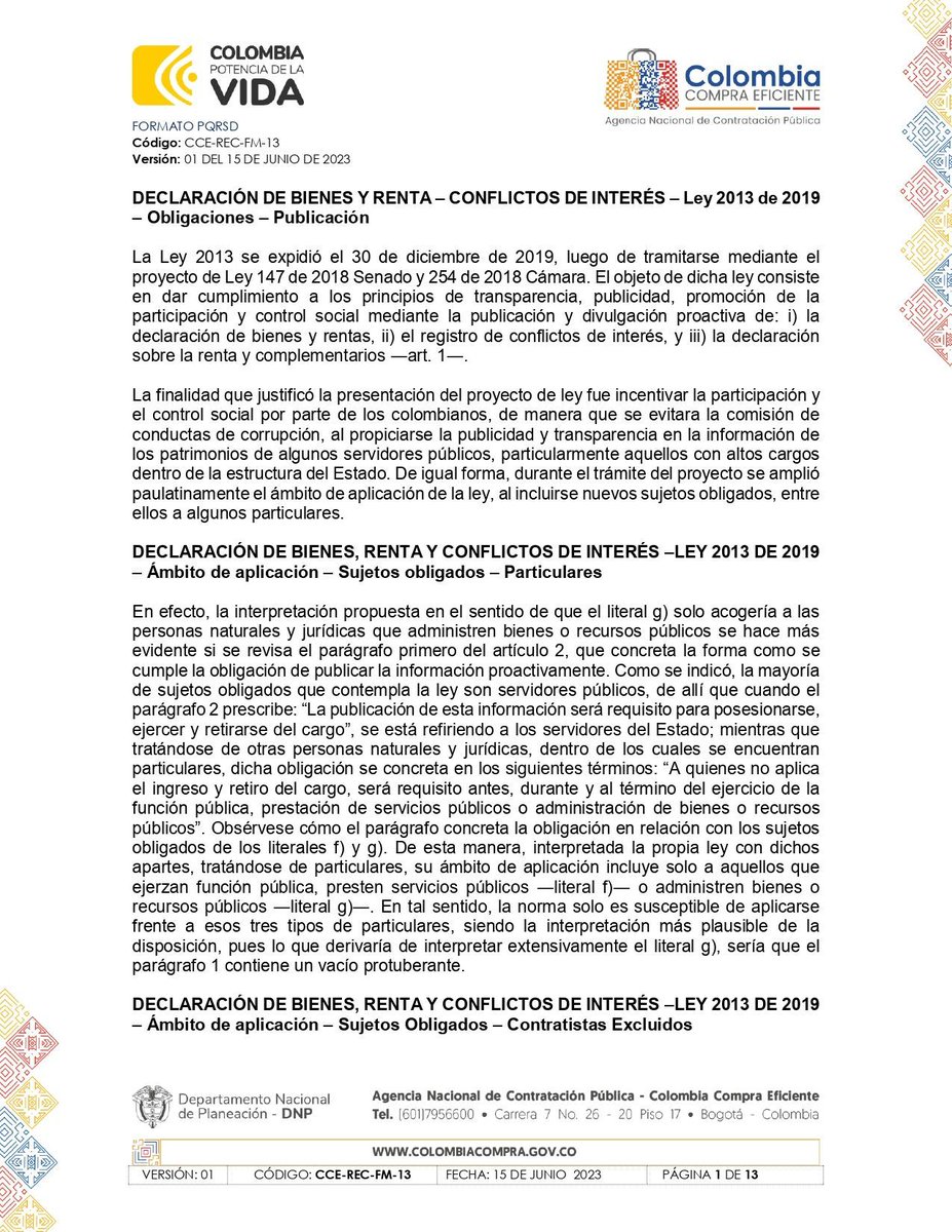 ✅¿Deben los contratistas acreditar la Declaración de Bienes y Renta de la Ley 2013/2019?

CCE aclara: solo se requiere cuando los contratistas ejerzan función pública, presten servicios públicos o administren bienes y recursos públicos 

Descarga aquí👇
buff.ly/49o4xUV