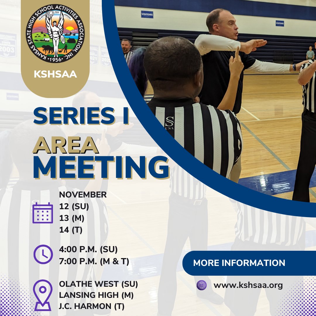 Basketball officials - The season is near, and the next step in our progression is to attend a Series I Area Meeting. 

Area meetings are required to be post-season eligible, but being a "requirement" isn't the only reason why officials should attend.