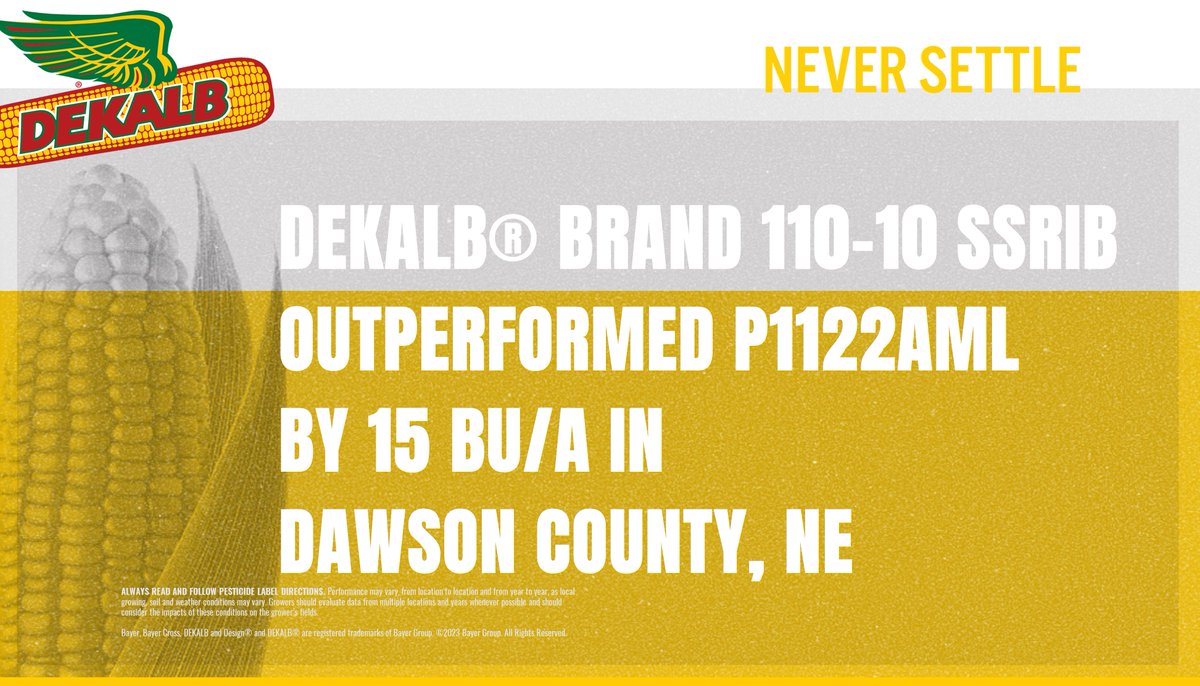 Another win for DKC110-10 with 306 bu/a 🙌on a rotated acre plot in Dawson County, NE!  <a href="/Asgrow_DEKALB/">DEKALB Asgrow Seed</a> <a href="/bk_franzen/">Bryan Franzen</a> <a href="/cattleNcrops83/">Casey C.</a> #Bayer4NE #harvest23 #farming #agriculture