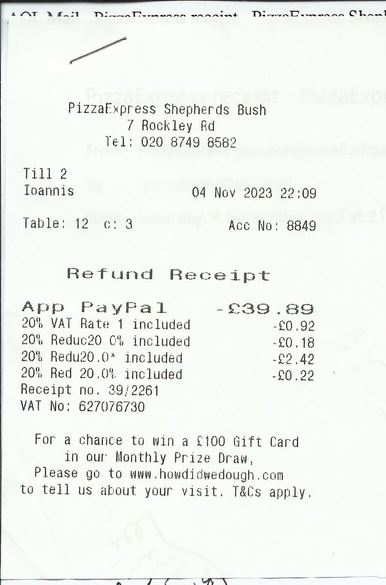 jpxmonkey's tweet photo. @PizzaExpress on 4th November I dined out and used the Bill Split function on the App to pay my share, however the App Charged me the FULL Service Charge total for my Split rather than the 12.5% share of it the manager Voided it but no refund has appeared on my Paypal. https://t.co/3TT8uVwZ85