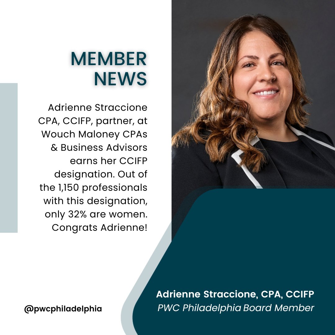Congratulations to Adrienne Straccione, CPA, CCIFP, partner at Wouch Maloney CPAs &amp; Business Advisors for earning her Certified Construction Industry Financial Professional (CCIFP) designation!

Read the official press release here: ow.ly/yb5t50Q5hue