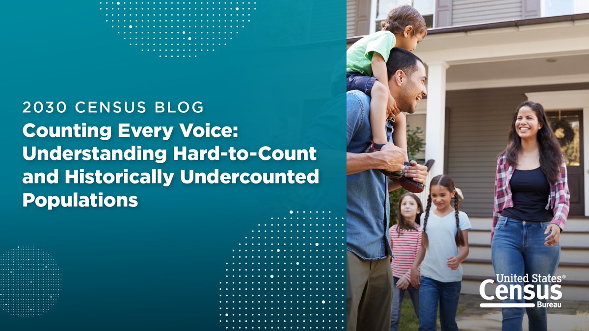 As we prepare for the #2030Census, it’s imperative to shine a spotlight on the people and households we have the most difficulty enumerating.

Read our new #blog to learn how we define these groups for effective research and planning for the 2030 Census: census.gov/newsroom/blogs…