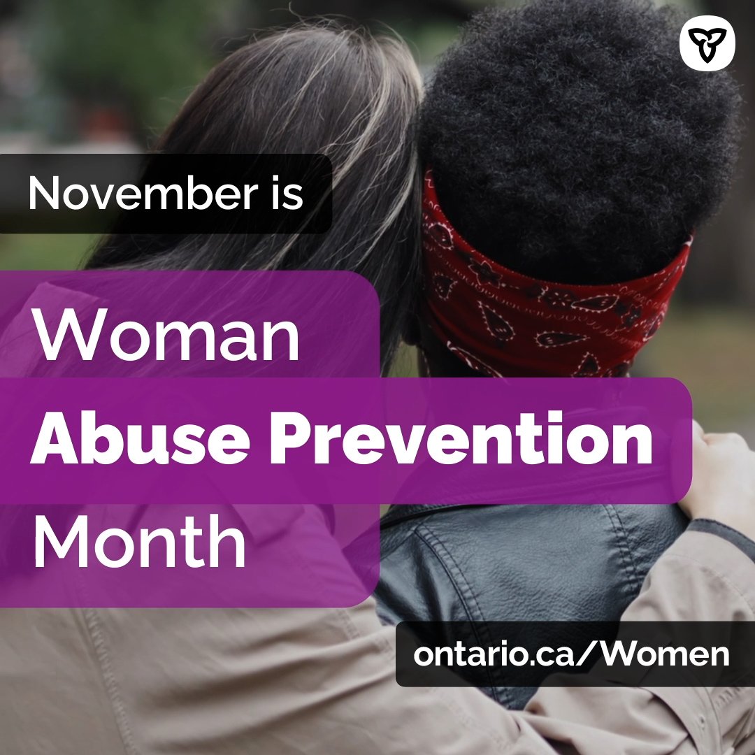 Our government stands with the victims, survivors, communities and our partners across the province in recognizing Woman Abuse Prevention Month this November. news.ontario.ca/en/statement/1… #WAPM #WAPM2023