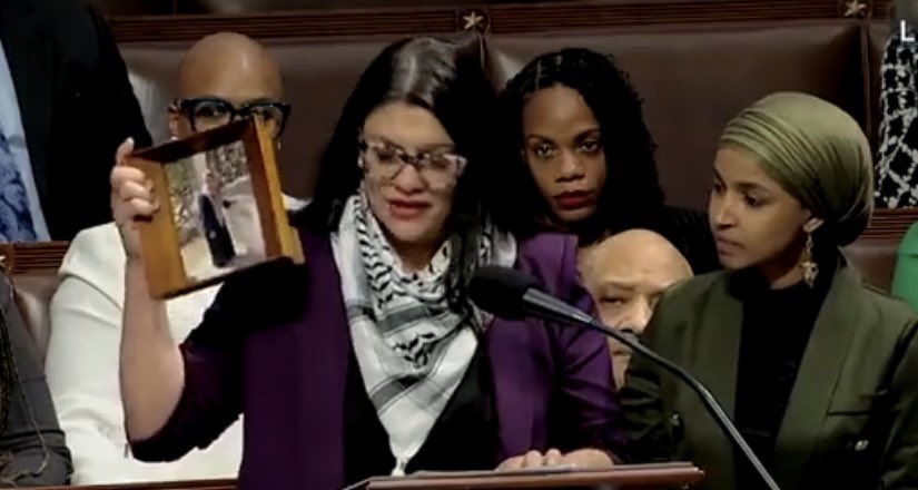 The keffiyeh has been worn by Hamas PLO terrorists for DECADES as a sick symbol of solidarity to DESTROY Israel. Today Rashida Tlaib wore one on the House floor. In every way, shape, and form, she continues to make the case she is PRO-TERROR!