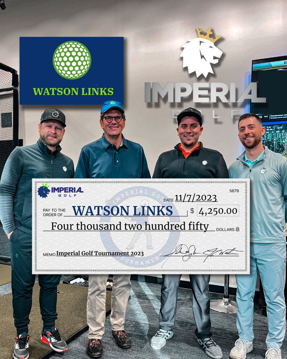 Thank you to everyone who helped by coming out and supporting us this year in our inaugural Imperial Golf tournament supporting <a href="/WatsonLinks/">WatsonLinks</a>! We are just getting started! <a href="/TomWatsonPGA/">Tom Watson</a>