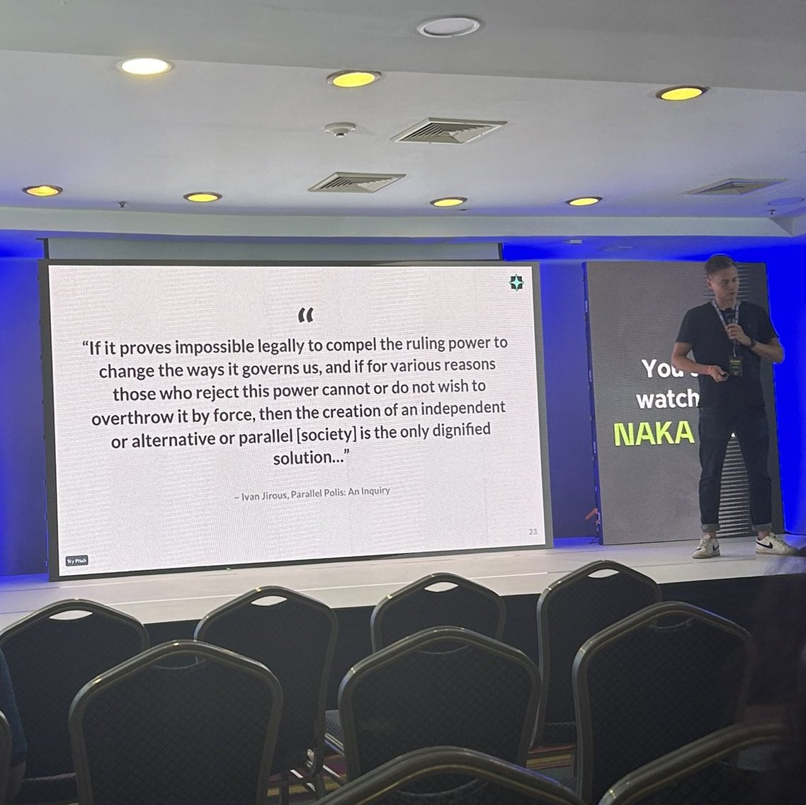 Bitcoin conference talking about parallel societies

Good to see the movement growing