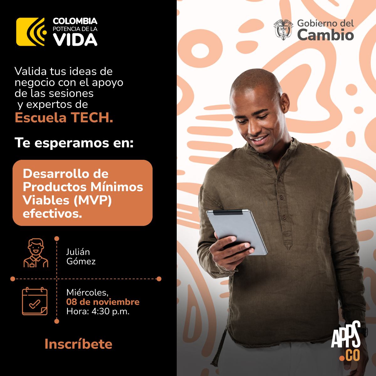 InnpulsaCol's tweet photo. En #EscuelaTECH nuestro experto en emprendimiento, transformación y #MarketingDigital, Julián Gómez, te enseña las características necesarias para tu emprendimiento.
Conéctate y aprende de Productos Mínimos Viables
🗓️08 noviembre⏰4:30 p. m.
Regístrate: https://t.co/KcOc5rsjTT https://t.co/nDNbpI8GZH