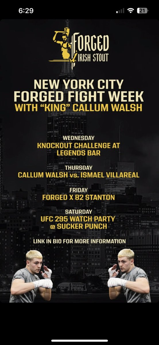 parkdalle's tweet photo. It’s the @ForgedStout Fight Week with @TomLoeffler1’s Hollywood Fight Nights! @TheNotoriousMMA supports @KINGCALLUMWALSH 🇮🇪 #boxing #forgedarmy - Thursday November 9 MADISON SQUARE GARDEN https://t.co/KDERpUkrRh