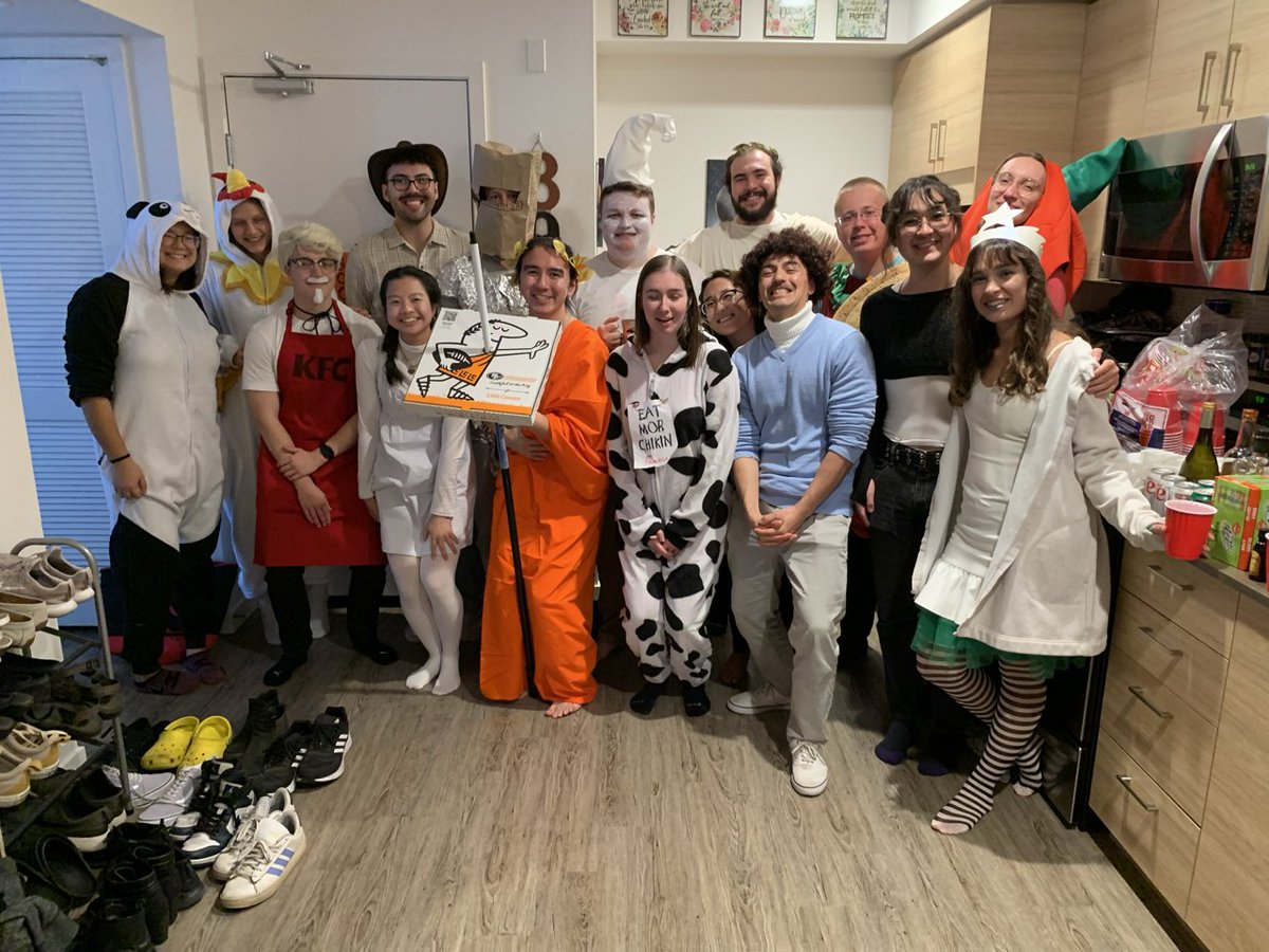 du_bois_lab's tweet photo. Late post, but still 👻squad ghouls👻. Can you guess which fast food mascot Lawrence is dressed as? https://t.co/E9JGakGdUX