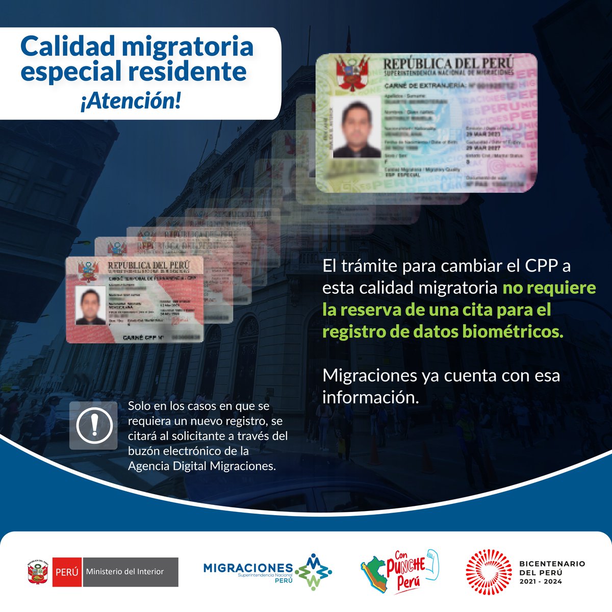 MigracionesPe's tweet image. 🔴#Atención 📢 El trámite para pasar de CPP a la calidad migratoria especial residente NO requiere la reserva de una cita para el registro de datos biométricos. 
Mira el #Videotutorial en ➡️youtu.be/Alj22WjPa2s