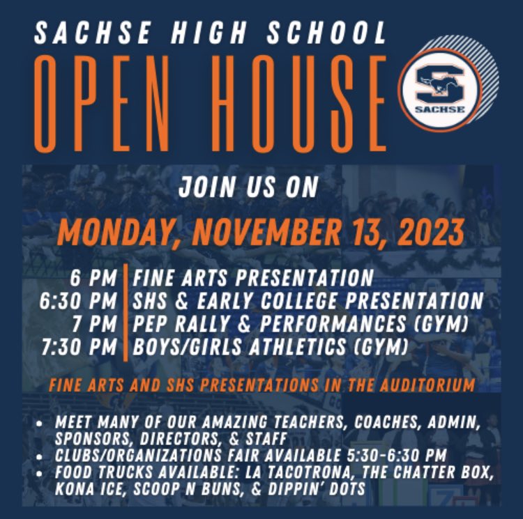 Join us, 8th graders & transfers! Our “house” will be open! 
🤗💙🧡💙🤗#ComeRunWithUs #RunMustangsRun