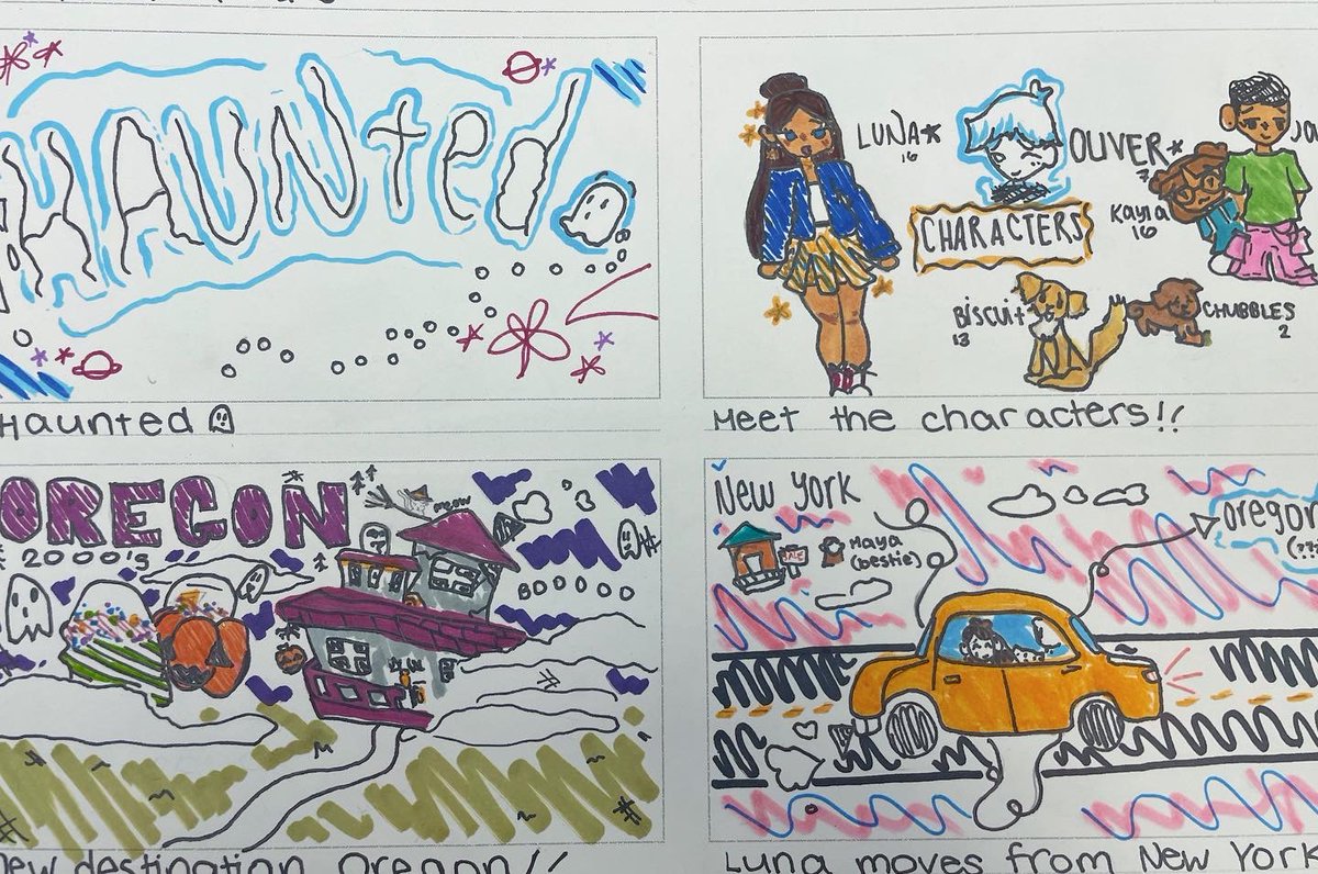 MsVuong_Dac's tweet photo. For our Lit & Media class, the students created an original children's narrative. After, they brought their stories to life by creating a #Flipaclip animation or hand-drawing storyboard panels. 🎥🎨✍️ #best2years 🐾 #fsdlearns⭐️ @ParksJHS @Jenna_Breite @MrsMundschau https://t.co/nluATiNzod