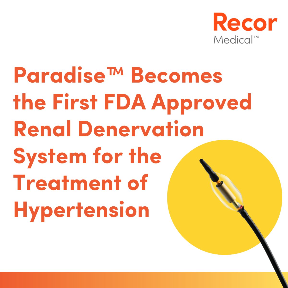 #BreakingNews: We’ve received FDA approval for the Paradise™ Ultrasound Renal Denervation (#RDN) system – making it the FIRST US-approved RDN system to treat hypertension. 🙌 bit.ly/3sxNMpw

Important Safety Information: bit.ly/473Nhm7