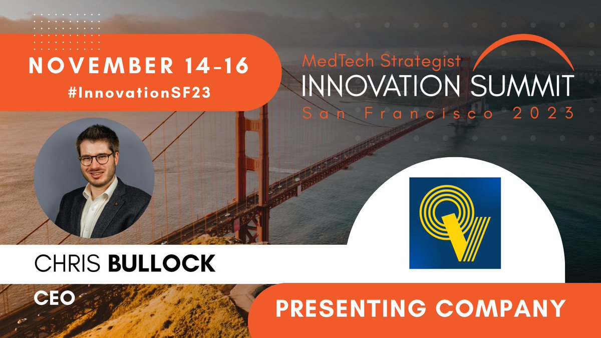MedTech Strategist | MedTech's Most Trusted Source (@medtechstrat) on Twitter photo 🎉Presenting in the #Oncology Therapeutic Category at Innovation Summit San Francisco 2023 is Presenting Company QV Bioelectronics (<a href="/qvbio/">QV Bioelectronics</a>) with CEO Christopher Bullock.
🎉 Welcome to #InnovationSF23, Chris and the QV Bioelectronics team! We are delighted to have you. 🎉Presenting in the #Oncology Therapeutic Category at Innovation Summit San Francisco 2023 is Presenting Company QV Bioelectronics (<a href="/qvbio/">QV Bioelectronics</a>) with CEO Christopher Bullock.
🎉 Welcome to #InnovationSF23, Chris and the QV Bioelectronics team! We are delighted to have you.
