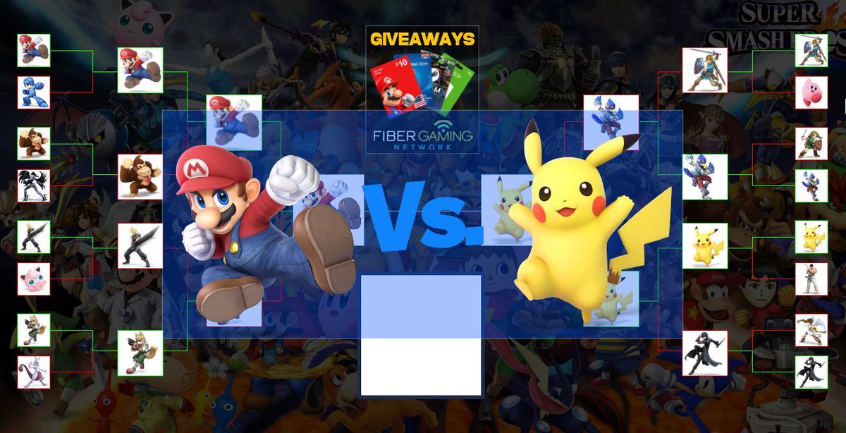 _fibergaming's tweet photo. #SuperSmashBrosUltimate FINAL ROUND ‼️

👊 #MARIO vs #PIKACHU 👊
- Comment your vote

🎁 #Giveaways Entries (10 giveaways of 10$) 🎁
- Follow + Retweet  (+1 entry)
- Follow + Like (+1 entry)
- Follow + Comment (+1 entry)

#fgn #SSBU #giveaways #entries #votes #games #nintendo https://t.co/oj1bSfgq4O