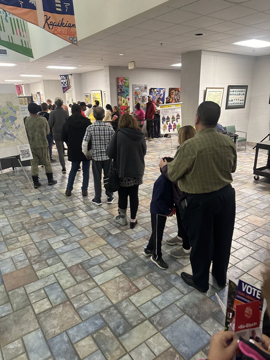 nawlins's tweet photo. Wow!  Didn’t expect the long line to vote, but it’s very encouraging. Love ⁦@GburgMD⁩ and our people!  Polls close at 8pm. #govote https://t.co/VjmTsG21rj