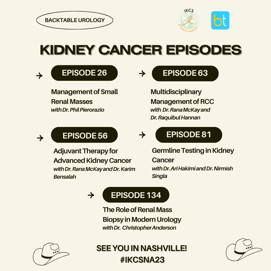 #IKCSNA2023 is just around the corner! Be sure to prep with BT URO #kidneycancer content on your way to Nashville! @KidneyCancer @drphil_urology @DrRanaMcKay @kbensalah35 @arihakimi @nirmishsingla @CBAnderson2014 @ssjoshimd @UCSD_Urology @ndesai2005 backtable.com/shows/urology