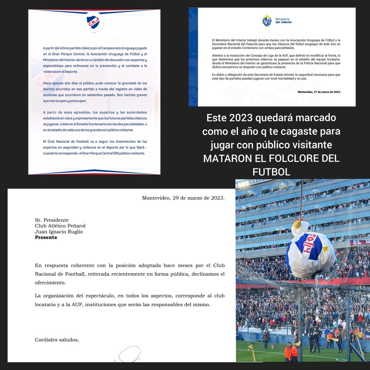 hugocap1891's tweet photo. RECUERDEN:
NO PODEMOS IR A VER NUESTRO CLUB EL SÁBADO PORQUE LOS FUGADOS SE CAGARON, EL 2023 DONDE LOS SIN ACTA TERMINARON CON EL HINCHA VISITANTE EN LOS CLÁSICOS https://t.co/AwuvppBPx5