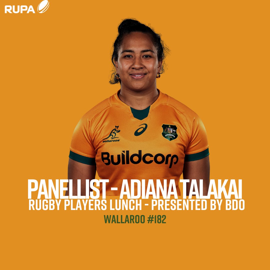 🚨 Announcement 🚨 

RUPA Rugby Players Lunch proudly presented by BDO 🎙️ Adiana Talakai will join the panel alongside Piper Duck and Siokapesi Palu 

🗓️ Thursday 16 November 
⏰ 12.00PM
📍 Sofitel Sydney Wentworth 

Buy final tickets here: frontrow.eventsair.com/rupa-players-l…