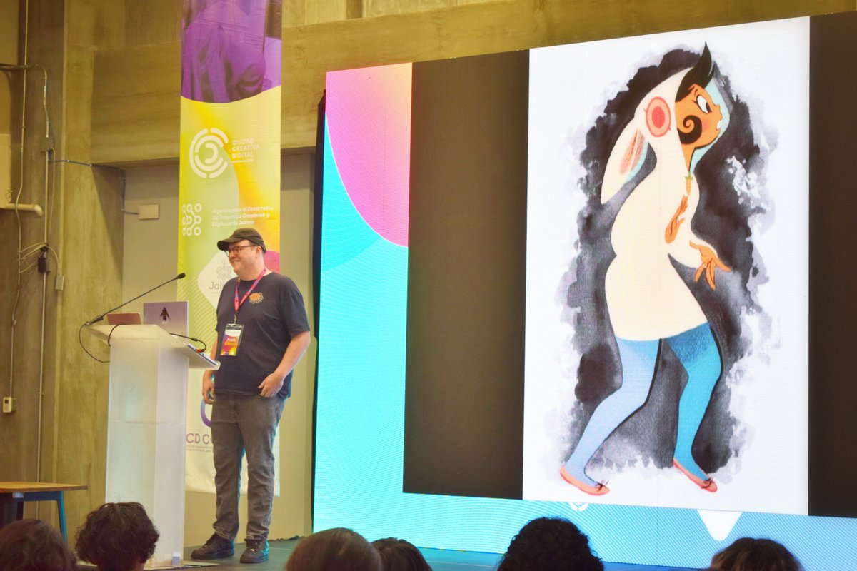 CCDJALISCO's tweet photo. En la clase maestra de Frank Gibson, un reconocido guionista y productor de animación para TV Hollywood, aprendimos el arte de escribir historias originales, divertidas y emocionantes para series como La hora de la aventura, Steven Universe y Bee and Puppycat. #CCDConecta 5 https://t.co/nzCRMdaVxK