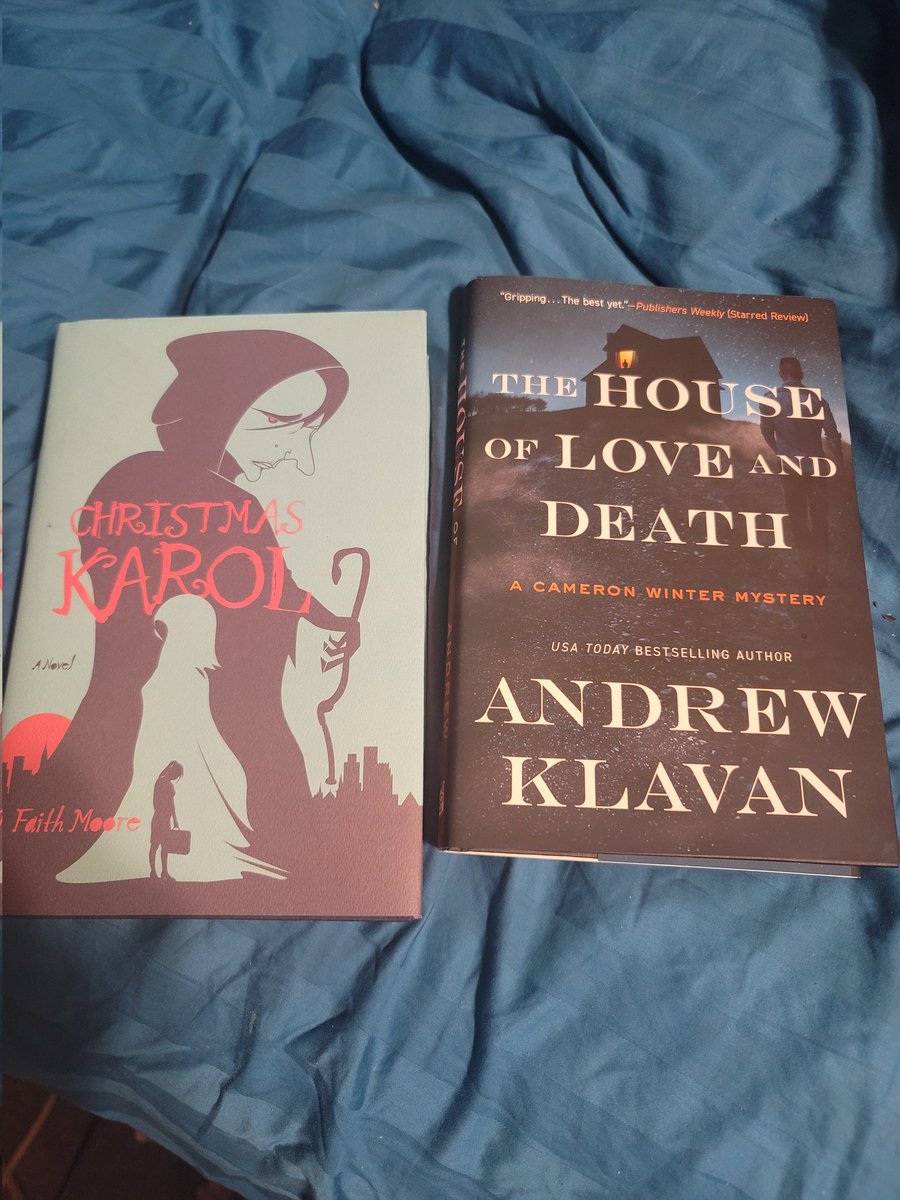 Heading to bed early site to being sick. Now I have a decision to make. Which one do I read first? @andrewklavan's new Cameron Winter book or @FaithKMoore's new Christmas book?