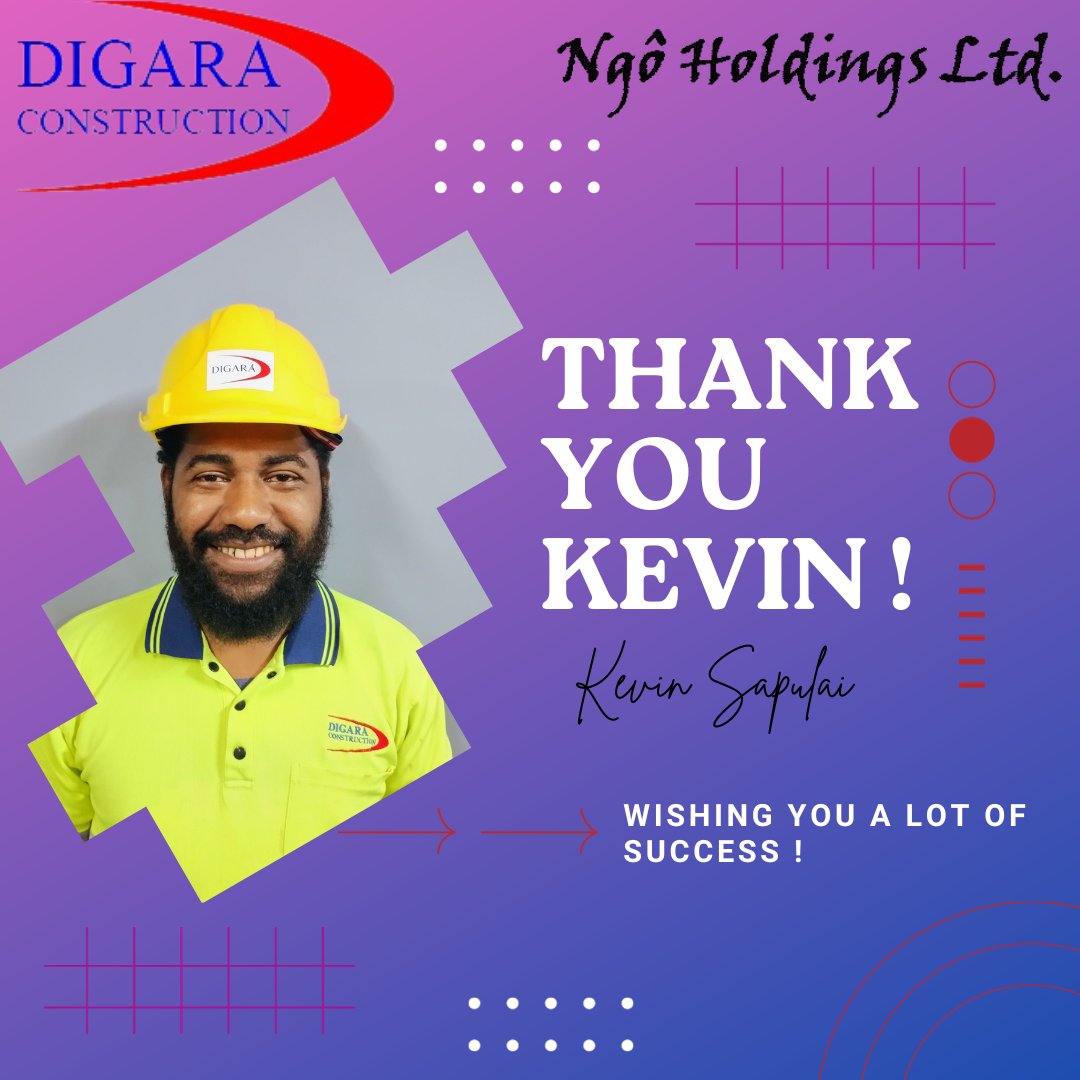 DigaraConsServ's tweet photo. 💻 STAFF FAREWELL 🌏

Digara Construction Services (DCS) would like to acknowledge and appreciate the services of Kevin Sapulai in his capacity as IT Officer for the NGO Group for the past 8 years. 

#DigaraConstructionServices #FarewellMessage #ITOfficer
#CareerHighlights https://t.co/JpugHzjsP9