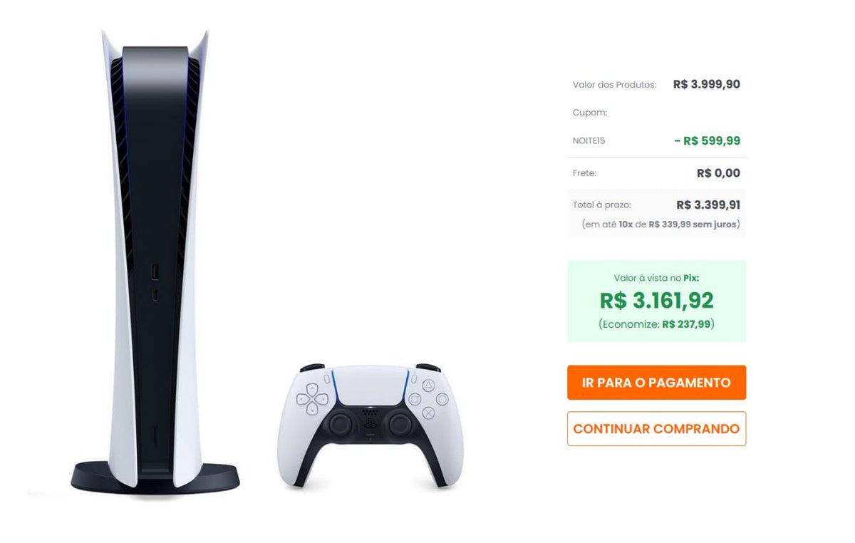 ProjectFollowGO's tweet image. CORRE!!!

🎮 Console Playstation 5 Digital
💵 R$ 3.161,92
🎟 Use o Cupom: NOITE15

🔗 tidd.ly/40vOznq