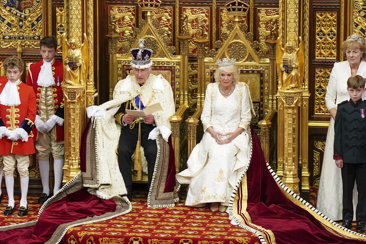 His Majesty King Charles 111 reads the Kings speech at the State Opening of Parliament accompanied my Queen Camilla The last Kings speech was over 70 years ago