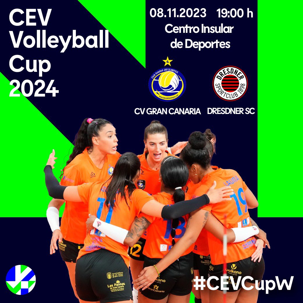✨ #MATCHDAY

🏆 Ida 1/16 final #CevCupW
🆚 <a href="/dscvolley/">DSCVOLLEY</a> 
🏟 <a href="/CIDdeportes/">Centro Ins. Deportes</a> 
⌚️ 19.00 horas

🫵 Qué no te lo cuenten, ven a vivirlo con nosotras! 

#SomosElOlímpico #GCIslaEuropeadelDeporte #GranDeporte #GranDestino #MuchoPorVivir #islascanariaslatituddevida #ACERBIS #acerbissport