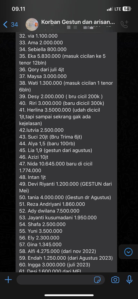 debyalria's tweet photo. Dan bulan ini dia susah buat ditagih nya jdi gua up lgi masalah ini ..

Dan ini ada bukti dri grup seberapa bnyak korban dan nominal nya.. https://t.co/ZFimKMNFxF