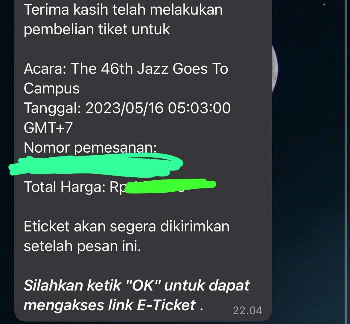 relcipe's tweet photo. WTS TICKET JGTC  
Jazz Goes To Campus x Goks The 46th 

Want To Sell 1 tiket Presale 1 - 185k
SERIOUS BUYER ONLY!
alasan dijual karna berhalangan dateng

wts jgtc the 46th 

DM FOR @JarrentFS FOR MORE INFO! https://t.co/JBsKnzOfro