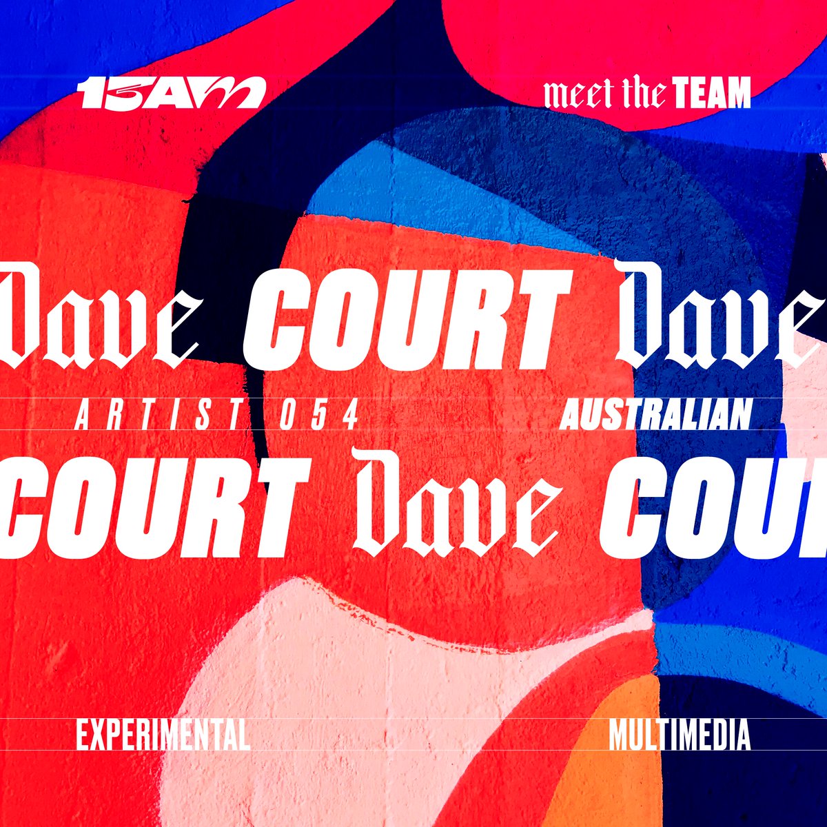 Meet the Team. Artist 054 - <a href="/dave_fools/">Dave Court</a> 

Dave Court is a multi-disciplinary artist and photographer living on Kaurna country in Adelaide, Australia working in areas of painting, sculpture and installation from his multi-coloured, paint-splattered studio in Kent Town.