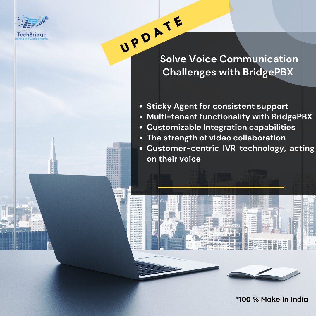 techbridgeindia's tweet image. Solve Voice Communication Challenges with BridgePBX

#BridgePBX
#PBXSoftware
#CommunicationSolutions
#VoIP
#UnifiedCommunications
#BusinessTelephony
#CollaborationTools
#CallManagement

To know more connect Us at marketing@tech-bridge.biz or Visit Us at tech-bridge.biz