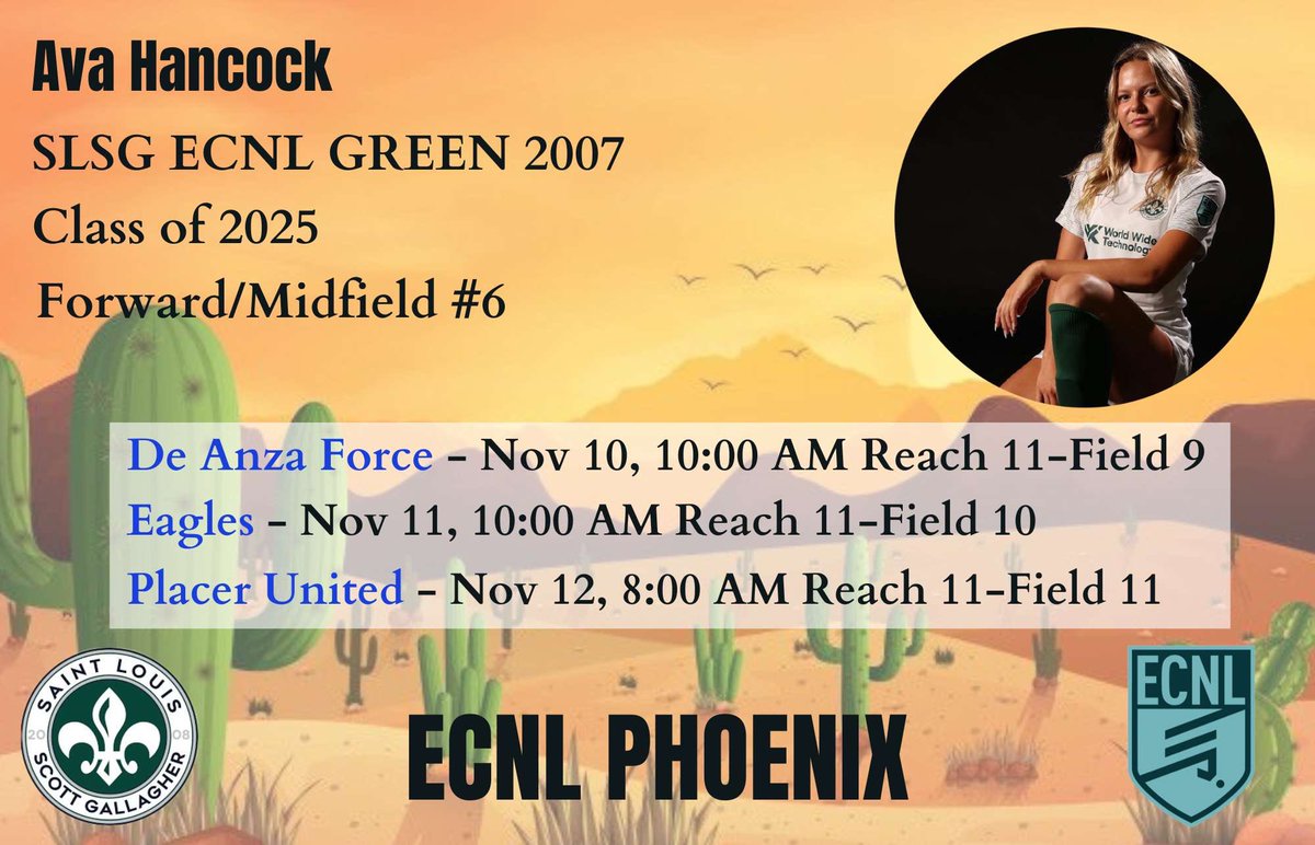 ECNL PHOENIX is finally here!!🌵🌅 hope to see you on the sidelines!!! <a href="/SLSGECNLGirls/">SLSG ECNL Girls</a> <a href="/ECNLgirls/">ECNL Girls</a> @SLSGsoccer <a href="/ImYouthSoccer/">ECNL/GA/Recruiting/College Soccer</a>