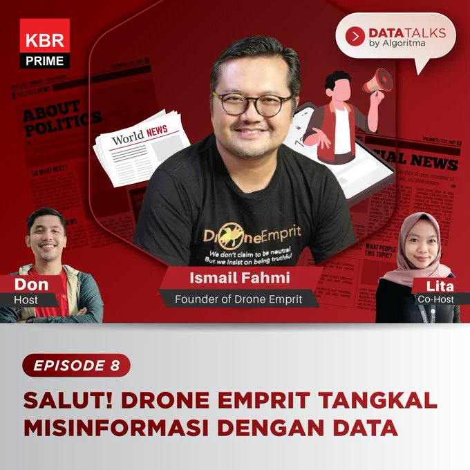 beritaKBR's tweet image. Mudahnya penyebaran informasi di media sosial, membuat hoax sangat menjamur.

Namun, Drone Emprit bisa menangkalnya dengan data.

Seperti apa prosesnya?

Dengarkan perbincangan kami bersama
@IsmailFahmi dan @teamAlgoritma di #DataTalks bit.ly/3qRtNSa

#PodcastIndonesia