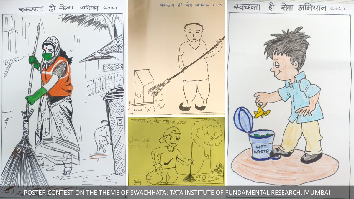 DAEIndia's tweet image. 🎨Tata Institute of Fundamental Research #TIFR an aided institute of DAE in Mumbai, channeling creativity with Swachhata-themed posters crafted by enthusiastic employees. #CleanSpaces 🏞️#SwachhBharat @PMOIndia @DARPG_GoI @TIFRScience