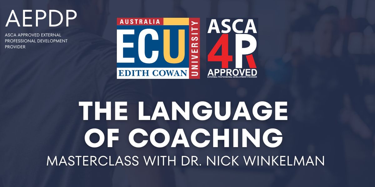 The Language of Coaching Masterclass with Dr @NickWinkelman PhD @EdithCowanUni 🌟Gain 4 ASCA Reaccreditation Points by either attending in-person or online🌟 Friday 24 November 2023, 5.30pm – 8pm AWST Learn more here lnkd.in/gSeG7w2p