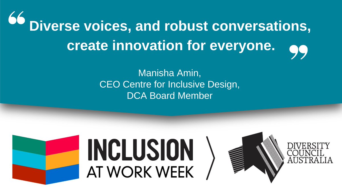 DivCouncilAus's tweet image. We asked Manisha Amin, DCA Board Member, what inclusion at work meant to her for #InclusionAtWorkWeek. ✨ 

Why is #InclusionatWork important to you? Be part of celebrating this week &amp;amp; share how working in an inclusive workplace has supported you.👉ow.ly/vz7E50Q5jha