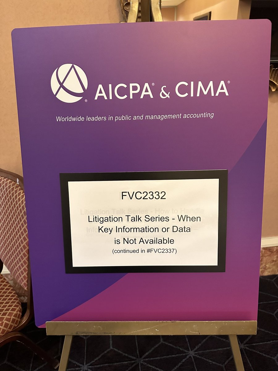 EisnerAmper Managing Directors Jolene Fraser, CPA, CFF, CFE and Nicholas Landera, CPA, CVA, CFE  presenting an the AICPA FBS Comference on 'Litigation Talk Series - When key Information or Data is Not Available'.  

#eisneramper
#forensicaccounting 
#litigationsupport