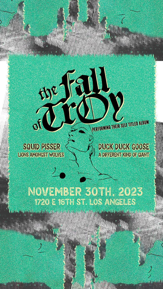 Playing with #TheFallOfTroy at #1720Warehouse in #LA on Thursday 11/30! 
#DM for tickets. 
See you there!

#metal #metalcore #posthardcore #mathcore #livemusic #concerts #thursday #art #mosh #moshretirement