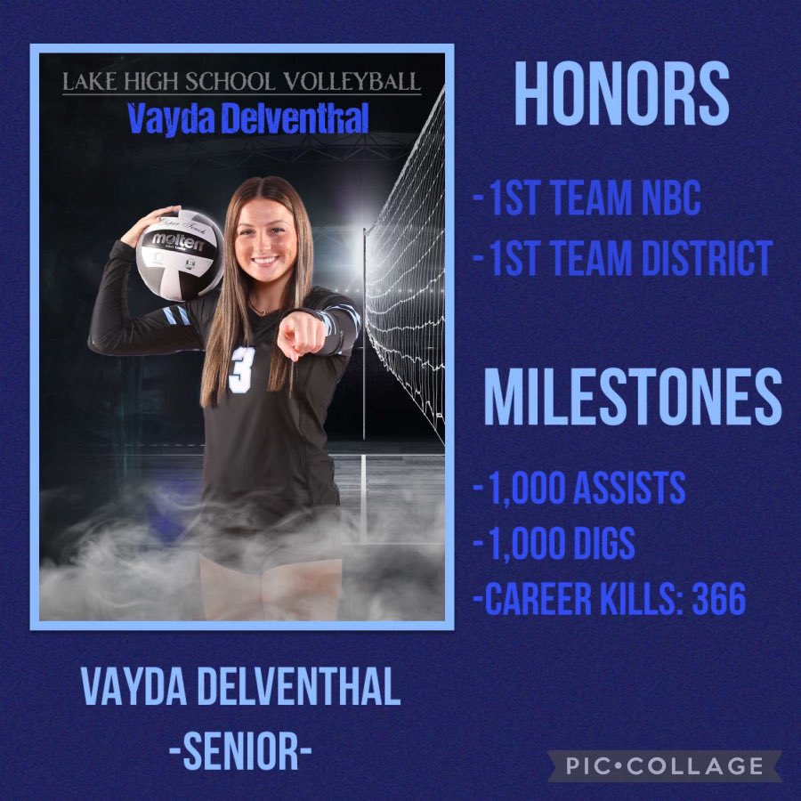 Vayda…… You have dedicated yourself to this program and all of your hard work has paid off! Congratulations on all your accomplishments and honors. You were fun to watch and always gave 100%! Excited to see you play at the next level!! They are lucky to have you✈️🏐💙