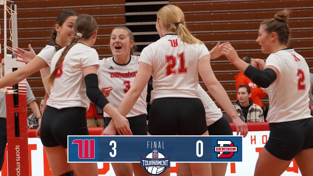 NCAC's tweet photo. #NCACvb23 | Quarterfinals π
Set 3οΈβ£: @witt_wvb 25, @DenisonVB 19
The Tigers survive and advance; Witt will take on @OWUVolleyball in the @NCAC Tournament Semifinals, hosted by @DePauw_VB, on Friday at 5:00 p.m.
π»https://t.co/lYTbdMWJmK https://t.co/AuwPtVBgAN