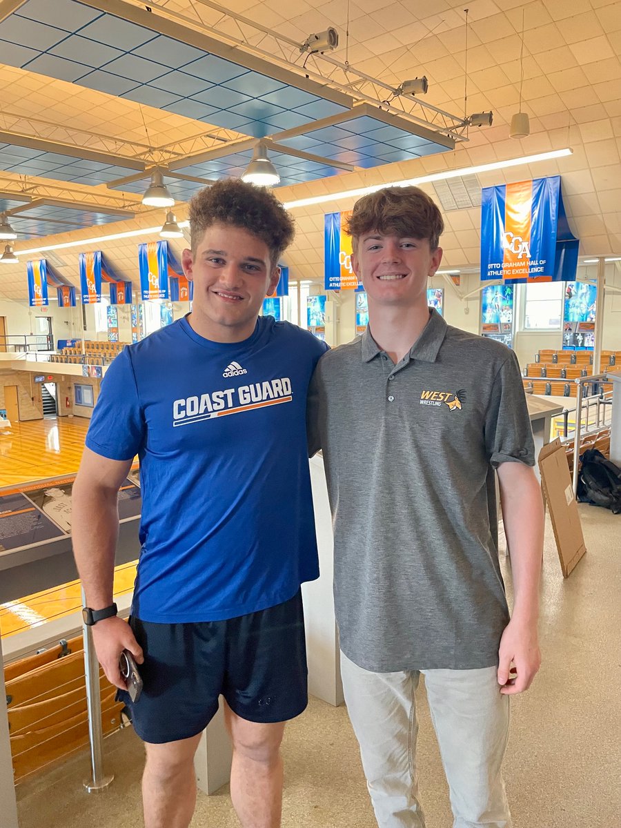 Patrickkel55's tweet photo. Great visit to USCGA today. Awesome to see my former teammate Carl DiGiorgio. Thank you for the tour @uscga_wrestling @CoachFoley508 @CoachBratland https://t.co/2A8EHhO51O